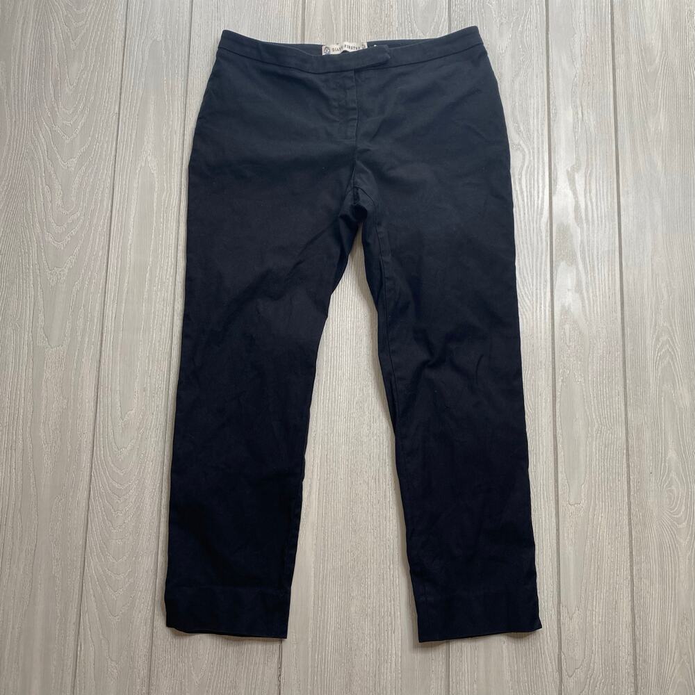 Diane Firsten Women's Black Straight Leg Italian Cropped Pants Size IT 46 US 12